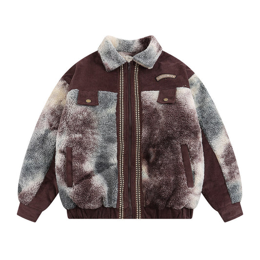 Casual Fashion Corduroy Fleece Jacket van Lamswol met Rits voor Heren