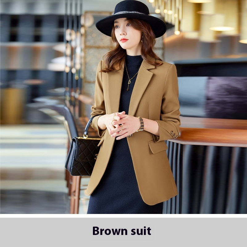 Casual Business Slim-Fit Colbert in Effen Kleur met Zakken en Knoopsluiting voor Dames & Plus-size