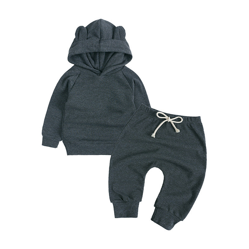 Harlan 2-delige Set Hoodie met Oortjes & Broek met Trekkoord in Europese en Amerikaanse Stijl voor Baby's/ Peuters