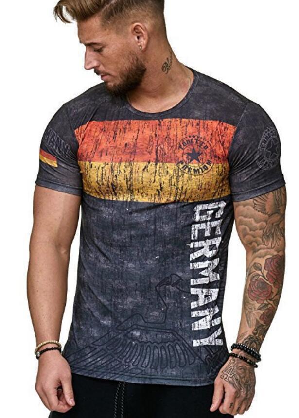 Europese Modieuze Trendy Bedrukte Grafische Print T-shirt met Ronde Hals en Korte Mouwen voor Heren & Jongens