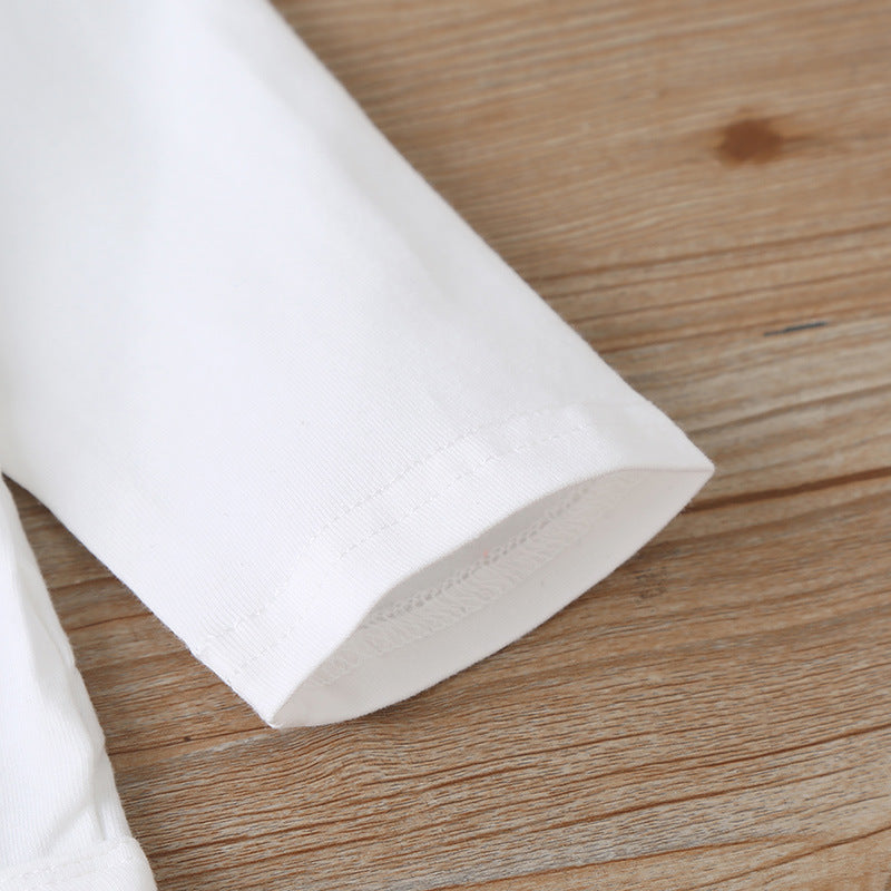 Trendy 3-delige Set Baby Meisjes Romper met Lange Mouwen, Strikhaarband & Broek met Strik