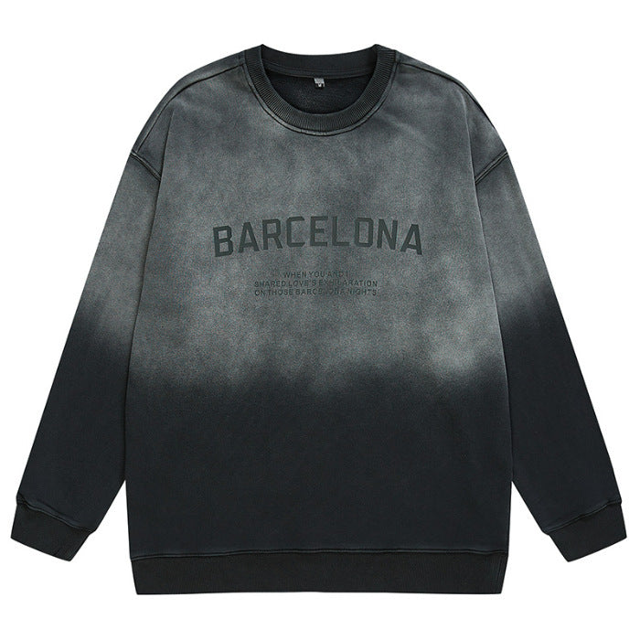 Amerikaanse Stijl Sweater van Katoen met Ronde Hals en Letterprint voor Heren & Jongens