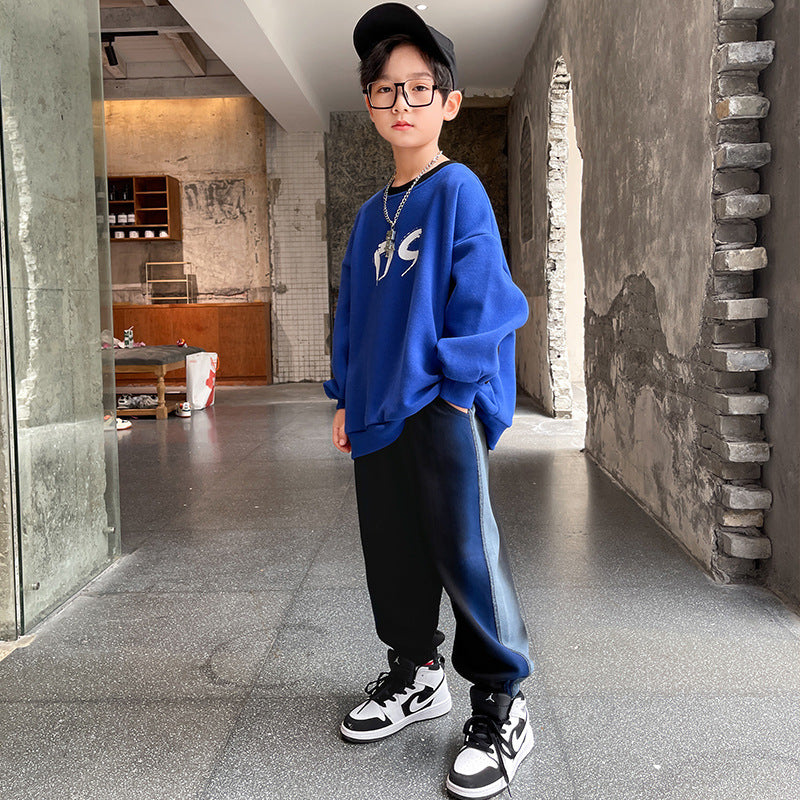 Westerse Stijl 2-delige Outfit Sweater met Cartoonprint & Joggingbroek voor Kinderen/ Tieners