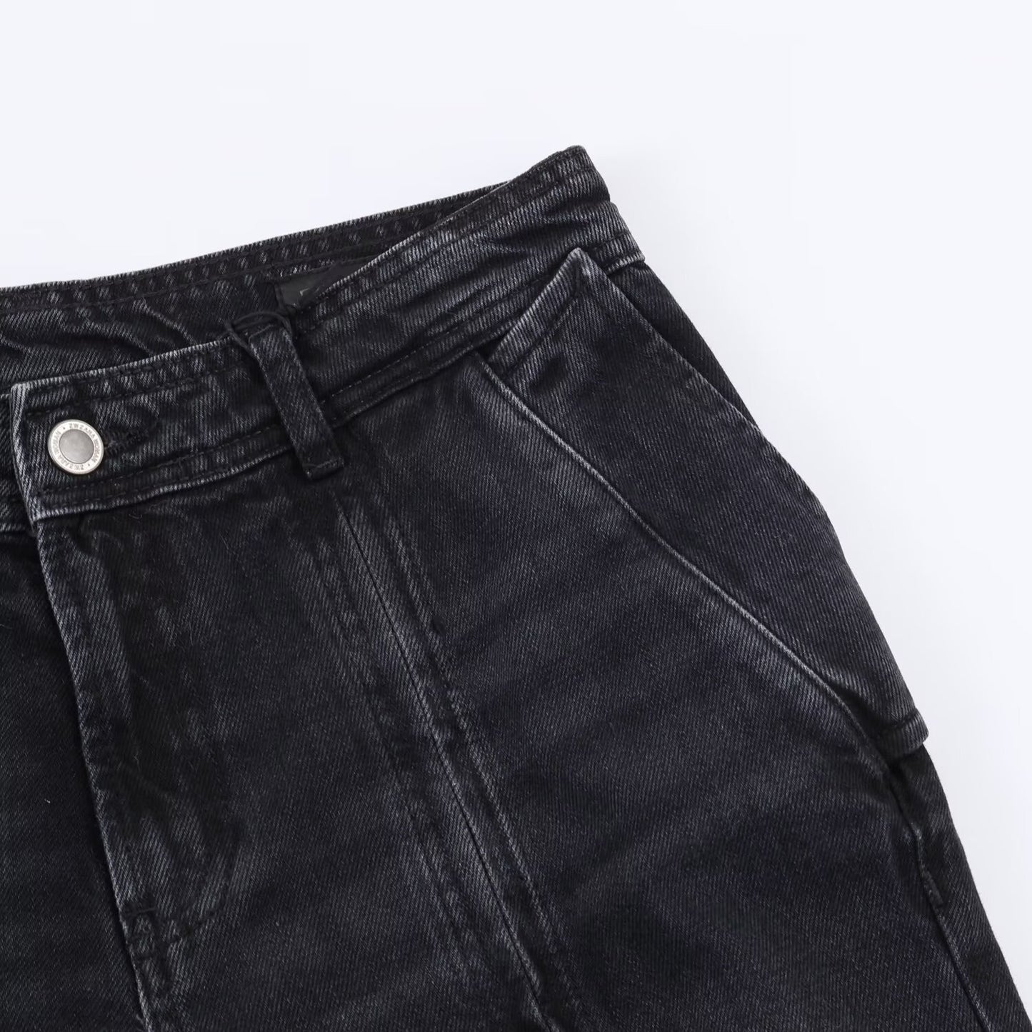Modieuze Unieke Effen Kleur Middelhoge Taille Casual Jeans met Wijde Pijpen en Ritssluiting voor Unisex