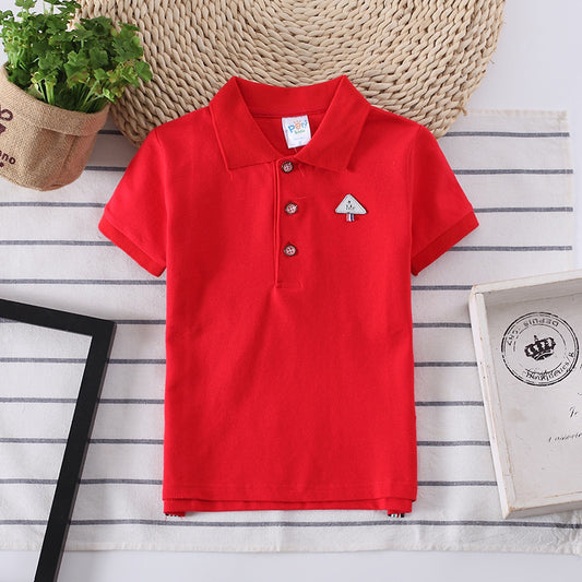 Europese Designer Ontwerp Modieze Casual Effen Kleur Poloshirt met Geborduurde Embleem en Korte Mouwen voor Kids & Teenager