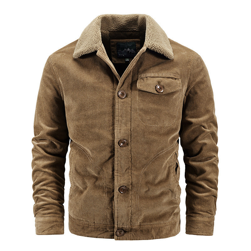 Casual Corduroy Jacket van Fluweel in Effen Kleur voor Heren