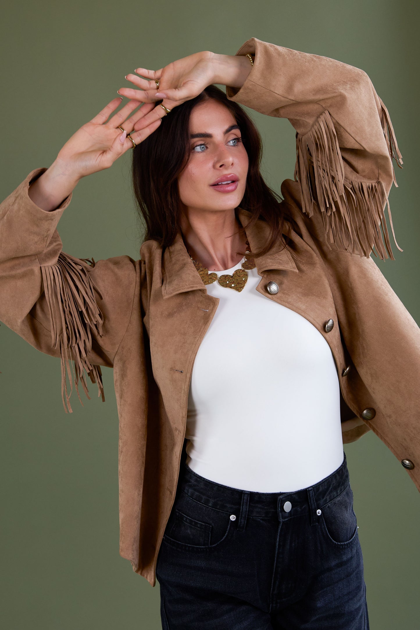 Geweven Polyestervezel Vrouwen Blouse Casual Solide Kleur Herfst/Winter Fransen Detail