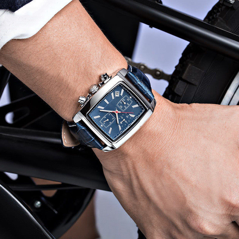 Fashion Vintage Vierkant Multifunctioneel Quartz Horloge voor Heren