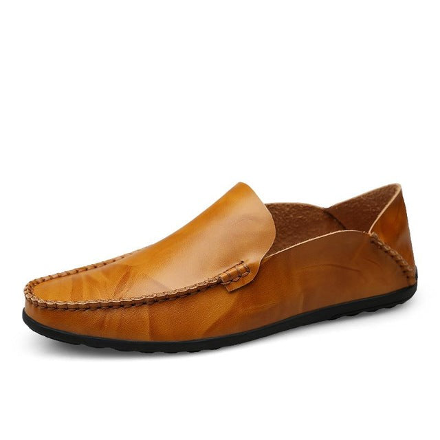 Elegante Unieke ltailaanse Casual Effen Kleur Designer Ronde Neus Loafer van Echt Splitleer met Antislip en Platte Rubberzool voor Heren