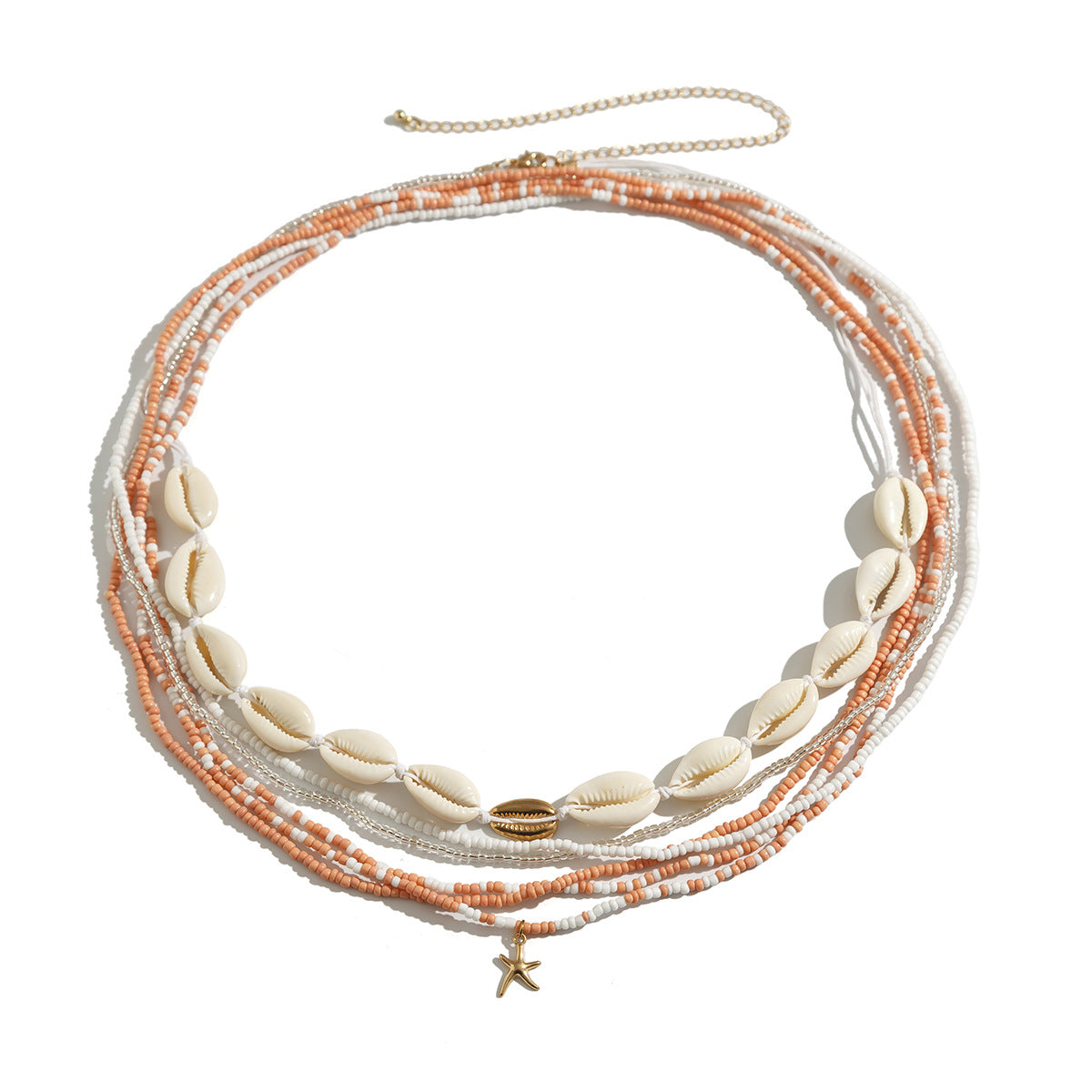 Stijlvolle Casual Meerlaagse Kleurrijke Metalen Strand Tailleketting/Enkelbandje met Schelpkralen voor Dames