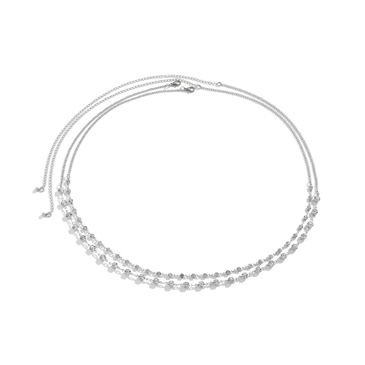 Stijlvolle Elegante Metalen Dubbellaagse Strass-steentjes Tailleketting met Kwastjes Bedeltjes /Imitatie Parels voor Dames