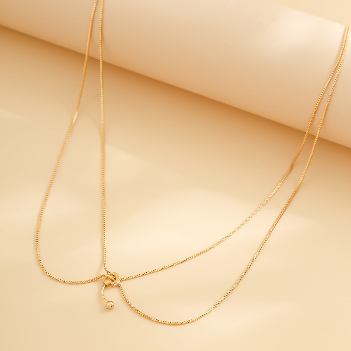 Eenvoudige Elegante Dubbellaagse Dunne Metalen Universele Tailleketting met Navelversiering voor Dames