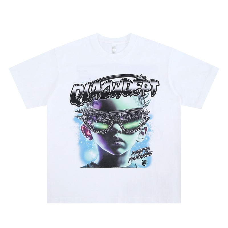 Modieuze Klassieke Effen Kleur Casual Vintage Alien T-shirt met Ronde Hals en Korte Mouwen voor Heren