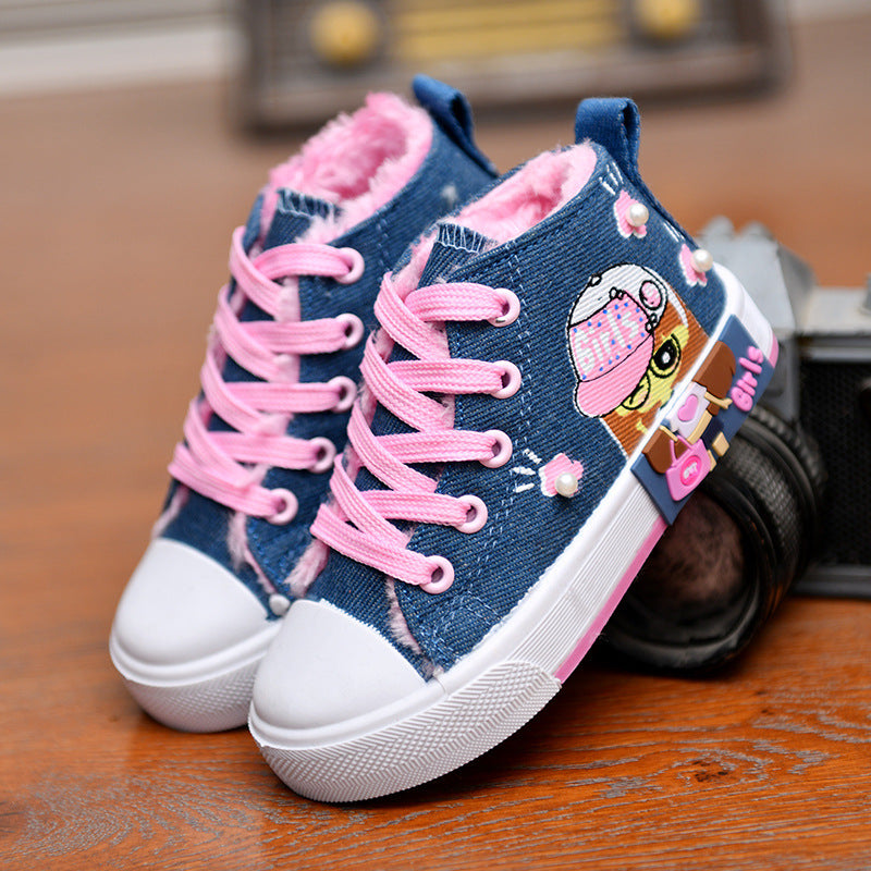 Casual Canvas Sneakers met Cartoon Bedrukking en Rubber Zool voor Meisjes