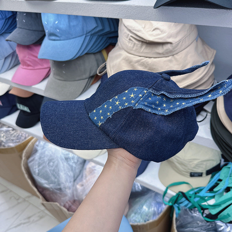 Amerikaanse retro denim patch oor baseballpet Waste Soil stijl