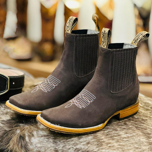 Europese en Amerikaanse Stijlvolle Effen Kleur Ariat Cowboylaarzen van Echt Leer met Geborduurde Patroon voor Heren