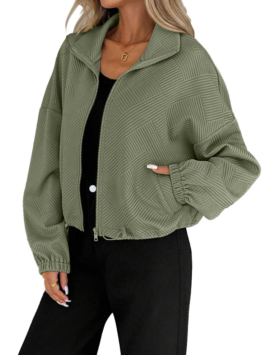 Trendy Casual Oversized Geruite-patroon Opstaande Kraag Vestjas met Ritssluiting en Trekkoord voor Dames & Meiden