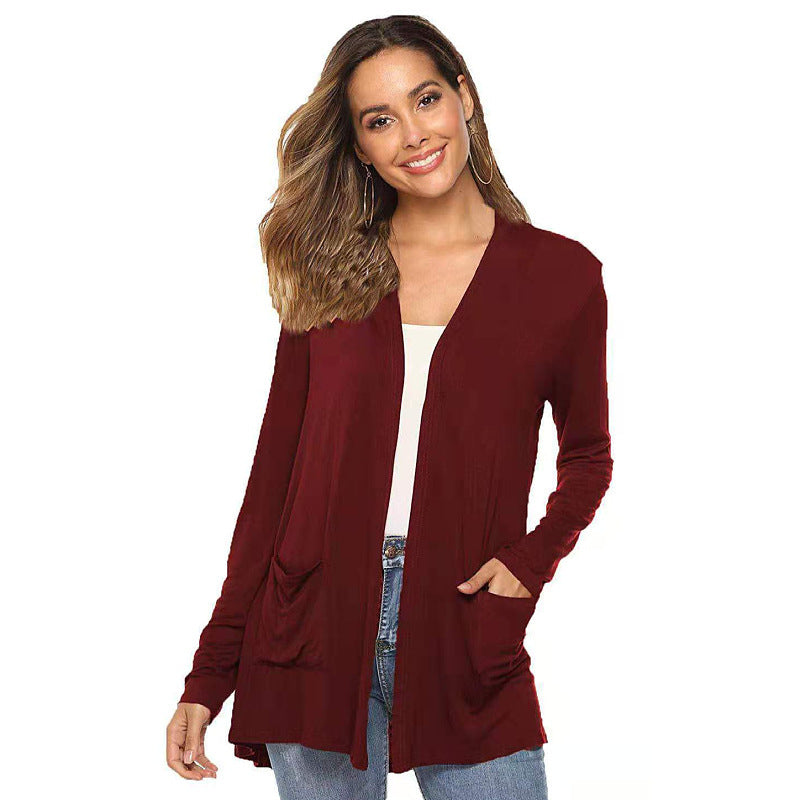 Europese en Amerikaanse Middellange Cardigan-trui voor Dames/ Plus-size & Meiden
