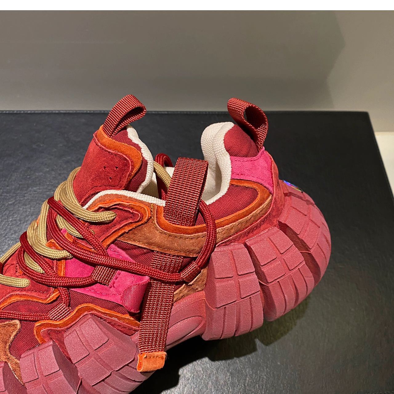 Europese Trendy Chunkey Sneakers van PU-Leer met Bandenprofiel Zool en Vetersluiting voor Heren