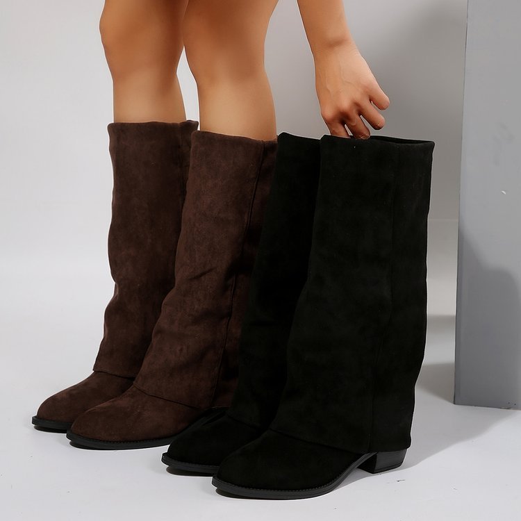 Amerikaanse Knight Frye Demin Cowboylaarzen van PU-Leer met Dikke Hak voor Dames & Plus-size