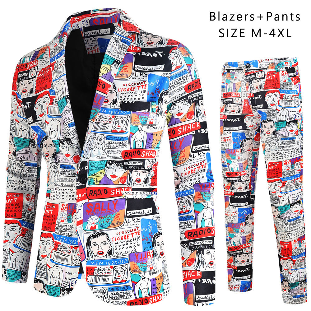 Trendy 2-delige Kostuum met Digitale Bedrukking voor Heren & Jongens