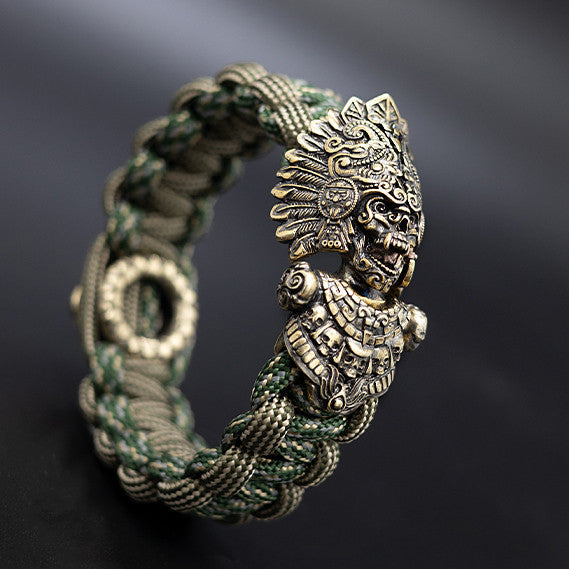 S925 Indian Chief Paracord Handgevlochten Armband voor Heren