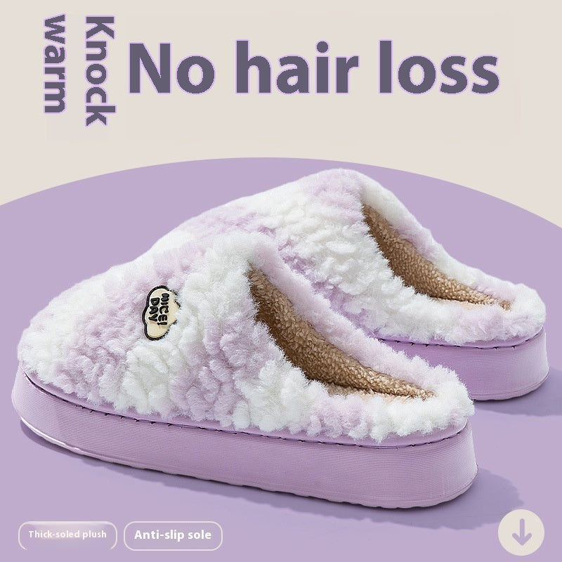 Women's Warm Non-slip Mute Velvet Cotton Slippers voor Unisex