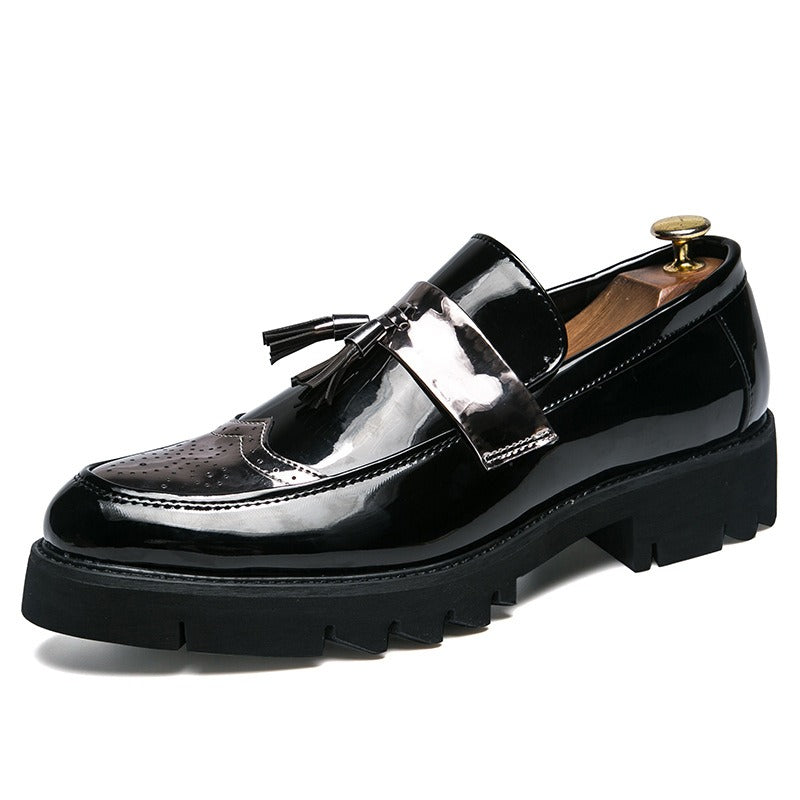 Britse Stijl Klassieke Effen Kleur Casual/Business Instap Lakschoenen van Echt Leer met Voetbeschermers en