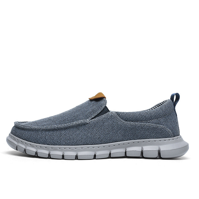 Eenvoudig Comfortabele Effen Kleur Casual Oversized Canvas Instapschoenen van Mesh met Dikke Rubberzool en Ronde Neus voor Heren