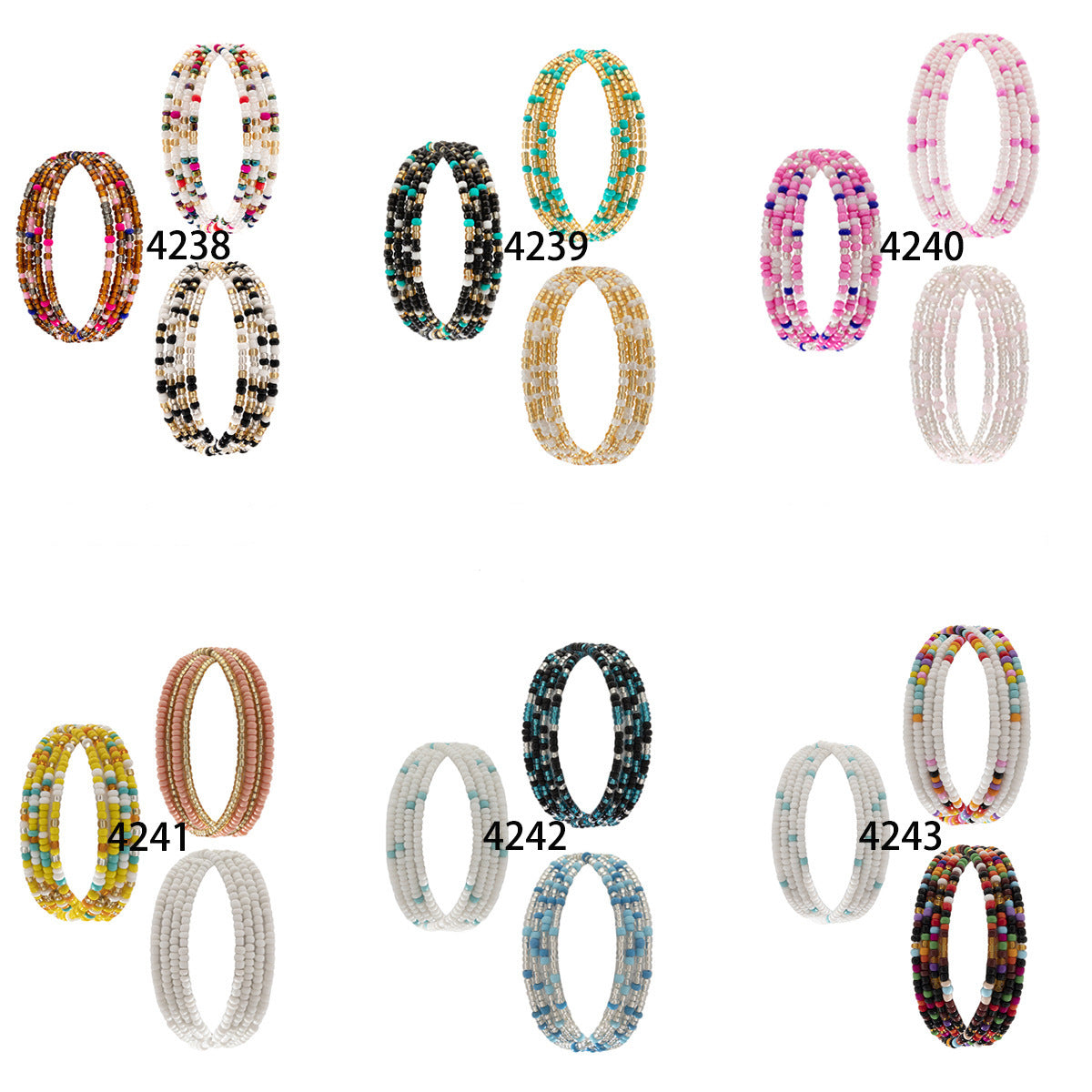 Trendy Casual Etnische Stijl Diverse Kleurrijke Dubbellaags Elastische Strand Tailleketting met Rijstkralen voor Dames