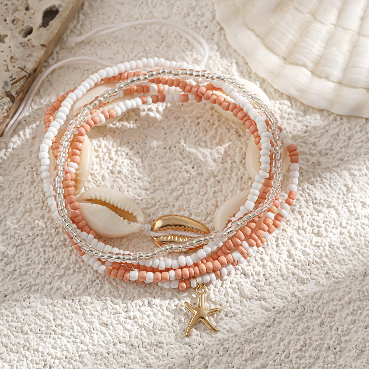 Stijlvolle Casual Meerlaagse Kleurrijke Metalen Strand Tailleketting/Enkelbandje met Schelpkralen voor Dames