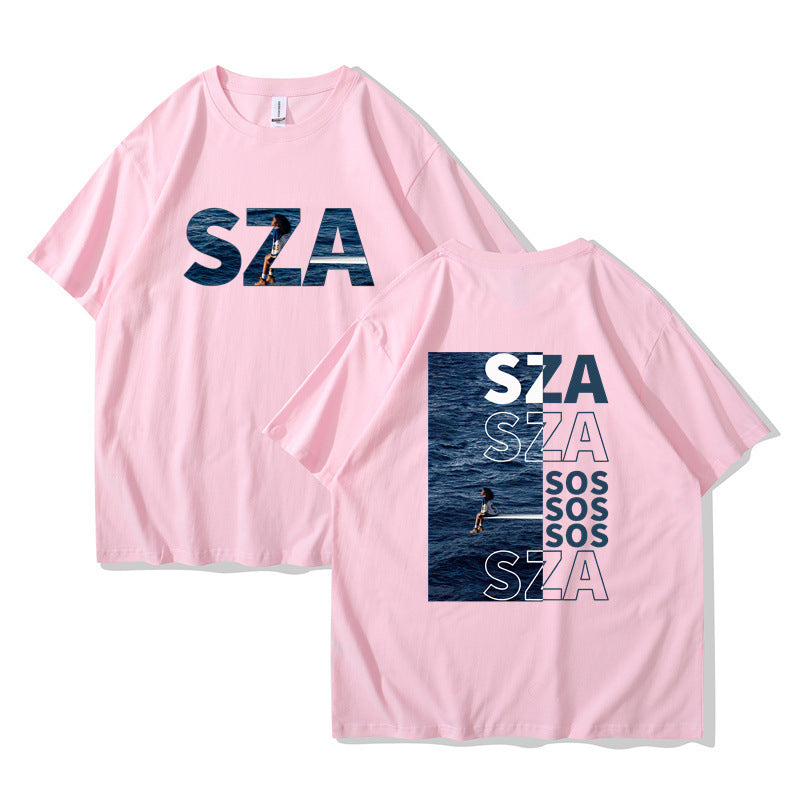 Trendy Eenvoudige Effen Kleur Casual Vintage Ronde Hals T-shirt met Grafische-print en Korte Mouwen voor UInisex