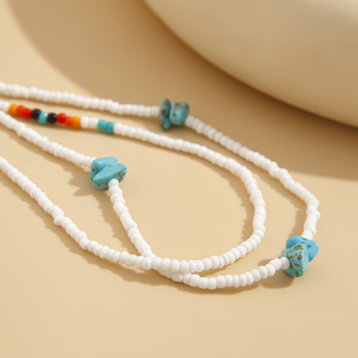 Trendy Strand Stijl Eenvoudige Sexy Turquoise Elastische Tailleketting met Rijstkralen en Kleurrijke Accenten voor Dames
