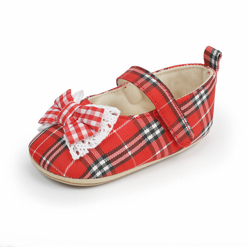 Trendy Klassieke Effen Kleur Geruite Mary Jane Schoenen met Ronde Hals en Decoratieve Strik voor Meisjes