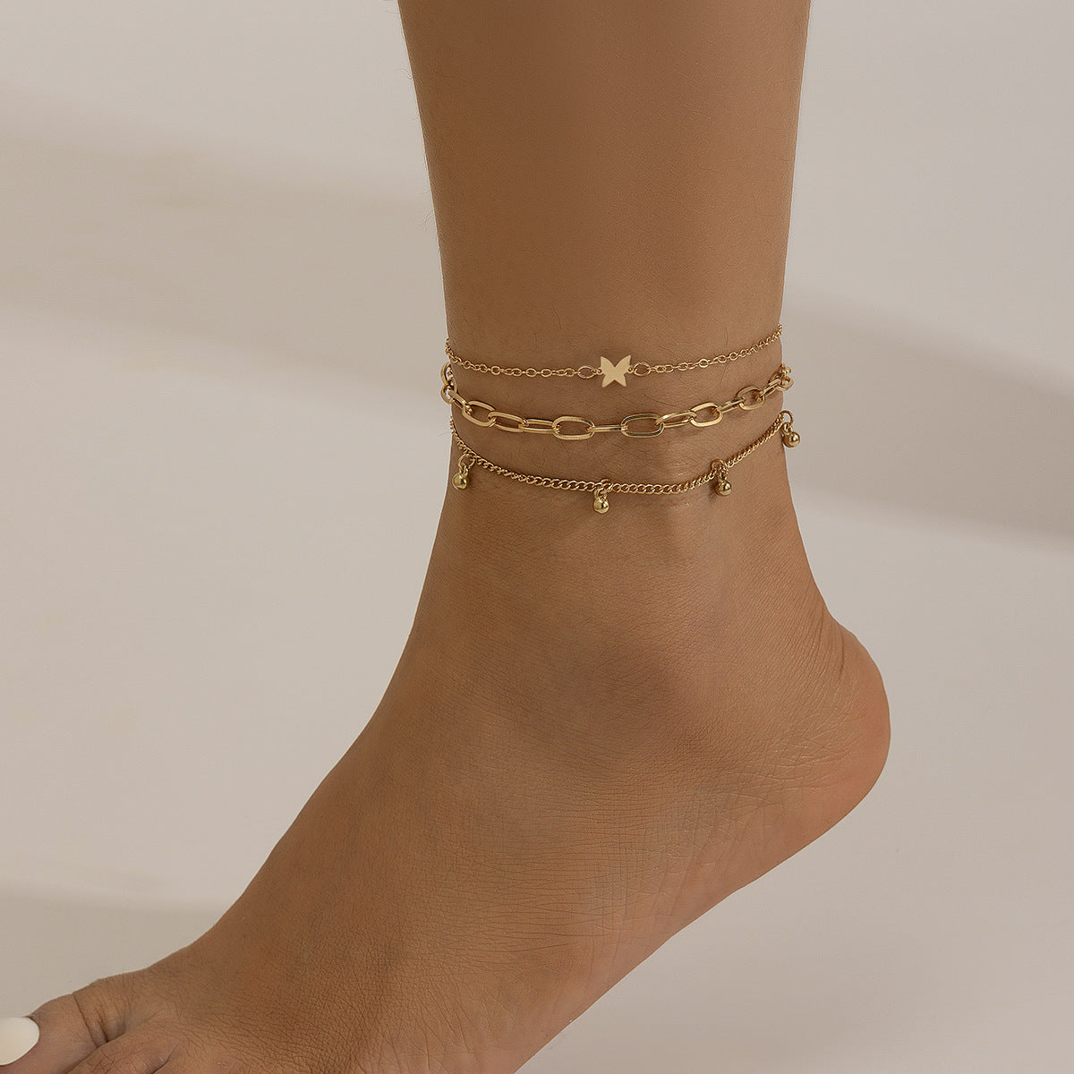 Strandstijl Elegante Metalen Strass-steentjes Enkelbandje met Diverse Bedeltjes/ Imitatie Parels