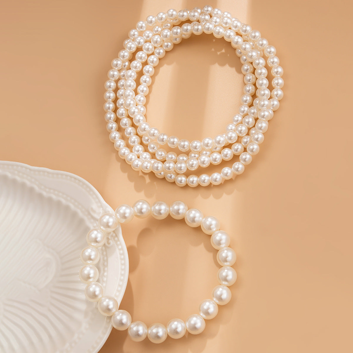 Luxe Elegante Lichtgewicht Dubbellaagse Sexy Enkelbanden Set met Imitatie Parels voor Dames