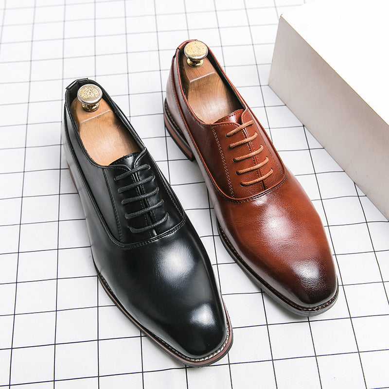 Klassieke Elegante Effen Kleur Casual/Business Oxford Schoenen van Echt Leer met Gepolijste Spitse Neus en Gesloten Vetersluiting voor Heren