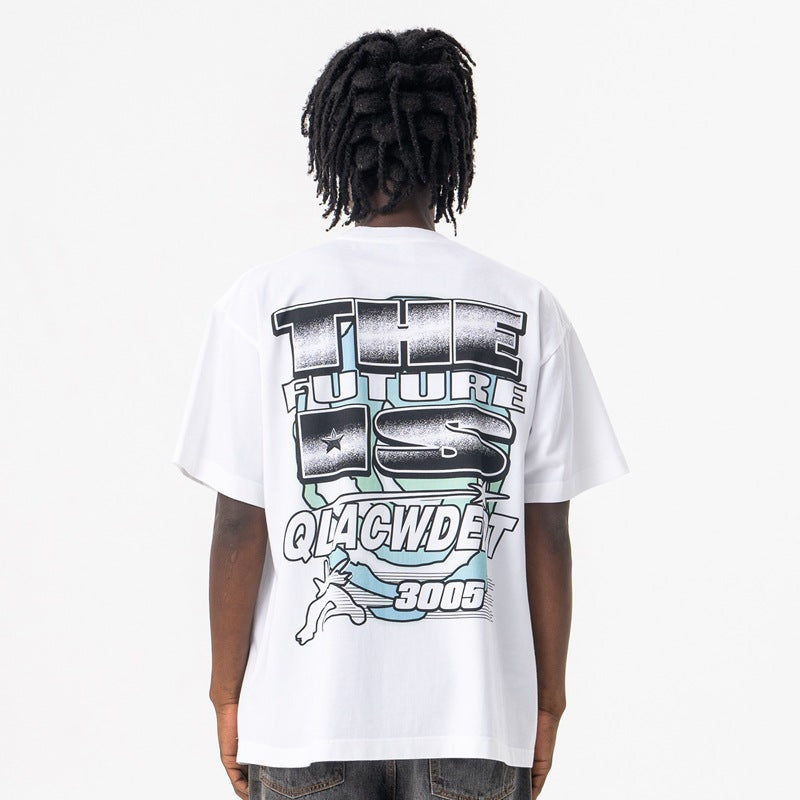 Modieuze Klassieke Effen Kleur Casual Vintage Alien T-shirt met Ronde Hals en Korte Mouwen voor Heren