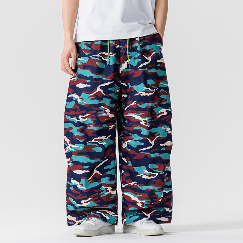 Trendy Casual Kleurrijke Gecamoufleerde Joggingbroek met Stretch en Losse Rechte Pijpen voor Jongens & Heren