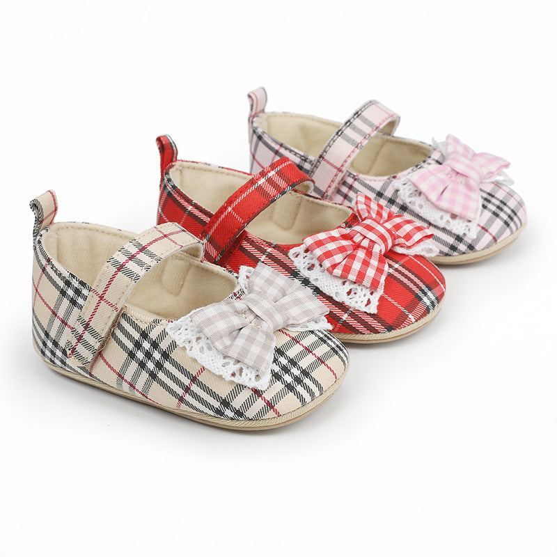 Trendy Klassieke Effen Kleur Geruite Mary Jane Schoenen met Ronde Hals en Decoratieve Strik voor Meisjes