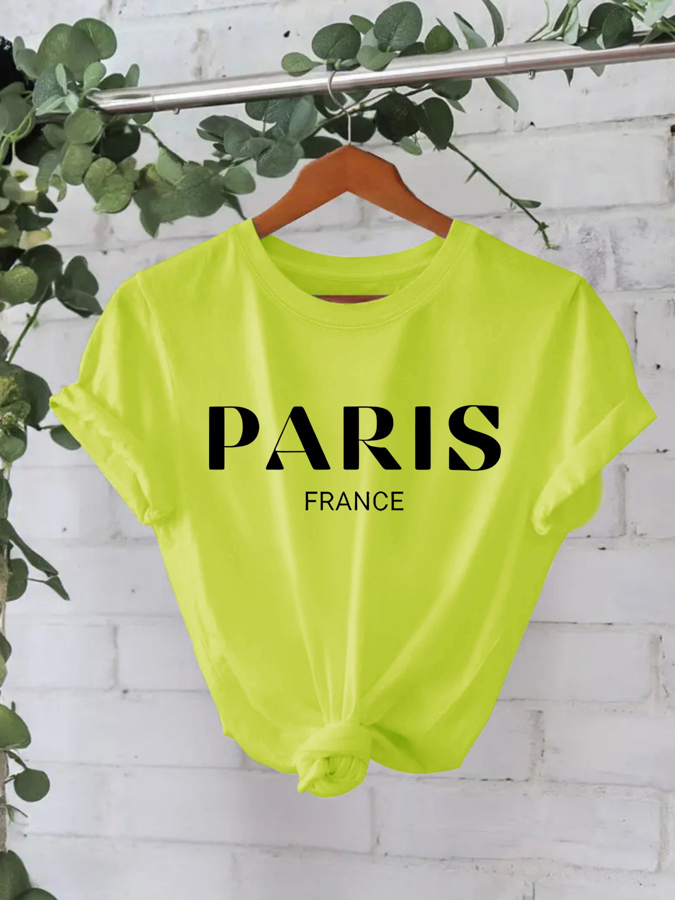 Trendy Stijlvolle Effen Kleur Casual Ronde Hals T-shirt met Letterprint en Korte Mouwen voor Dames/Meiden & Plus-Size