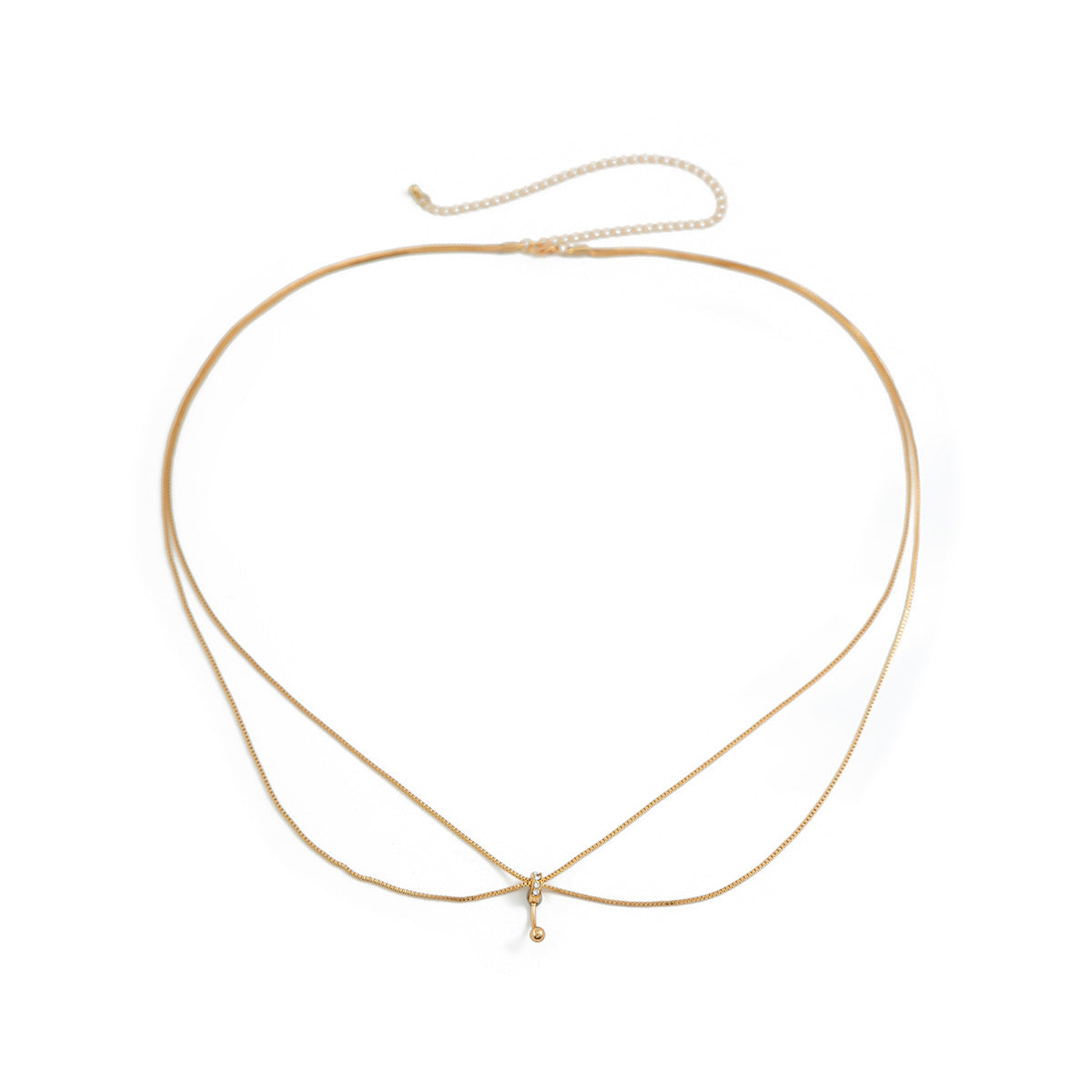 Eenvoudige Elegante Dubbellaagse Dunne Metalen Universele Tailleketting met Navelversiering voor Dames