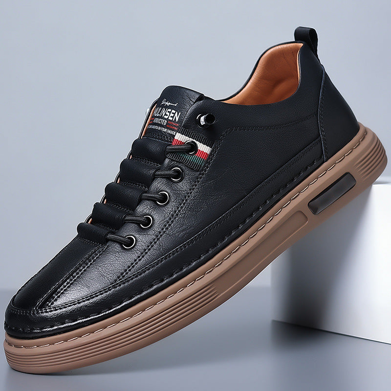 Trendy Veelzijdige Effen Kleur Casual Instap Boardschoenen van Veganistische Leer met Ronde Neus en Zachte Ademende Zool.