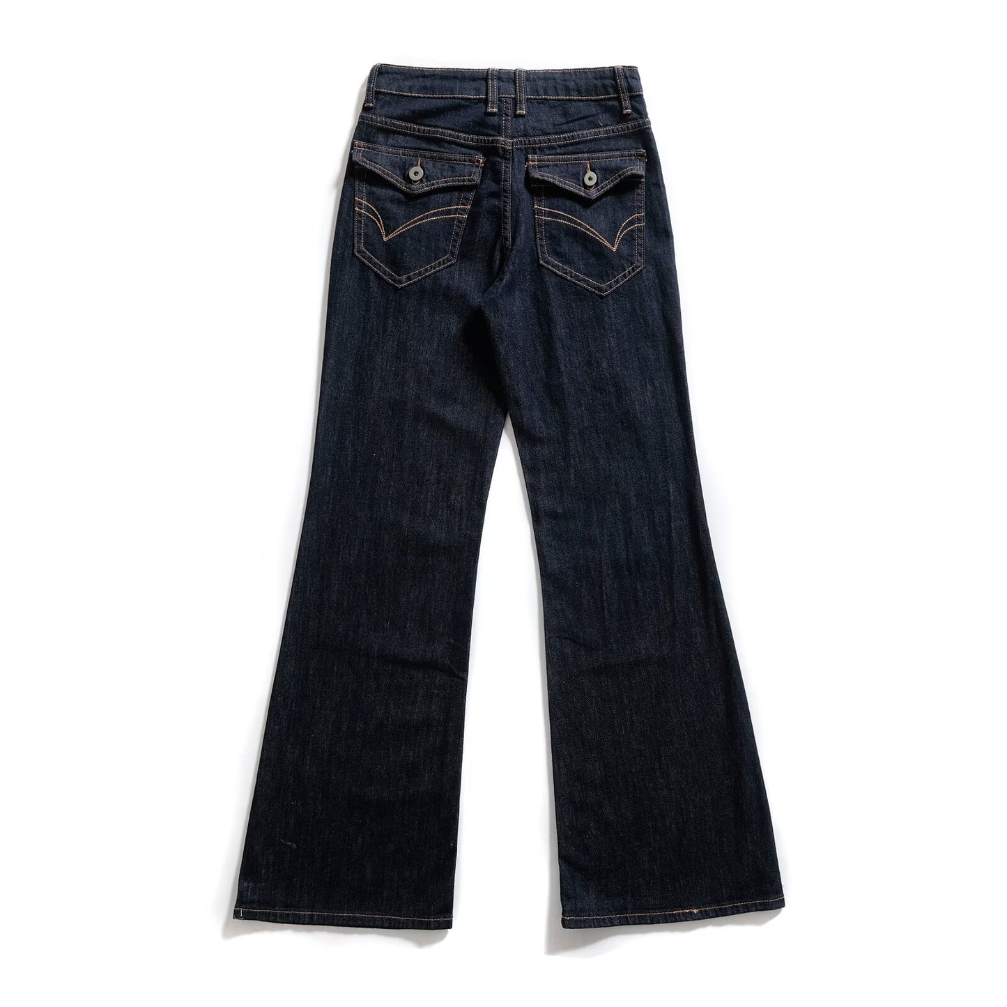 Modieuze Klassieke Veelzijdige Effen Kleur Casual Vintage Flared Jeans met Knoopsluiting en Zakken voor Dames & Meiden