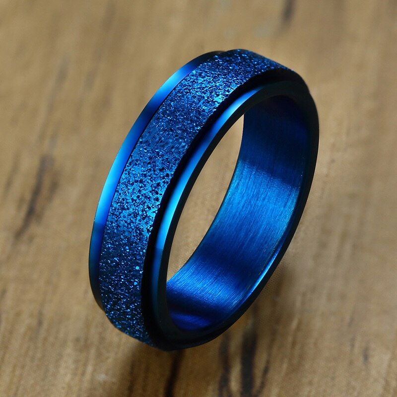 Trendy Stijlvolle Vnox Roestvrijstalen Draaibare Ring met Zandstraalafwerking voor Heren