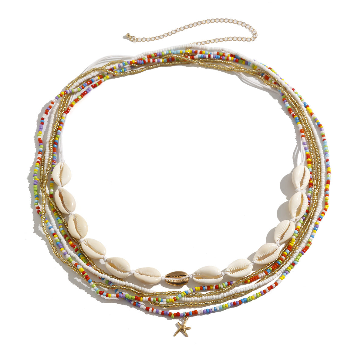 Stijlvolle Casual Meerlaagse Kleurrijke Metalen Strand Tailleketting/Enkelbandje met Schelpkralen voor Dames