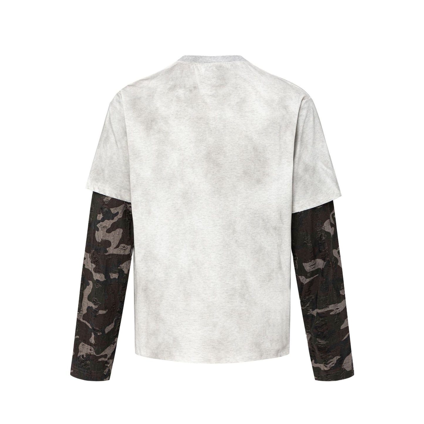 Trendy Streetfashion Tweekleurig Oversized Casual Vintage Bedrukte Letterprint T-shirt met Ronde Hals en Lange Mouwen voor Heren