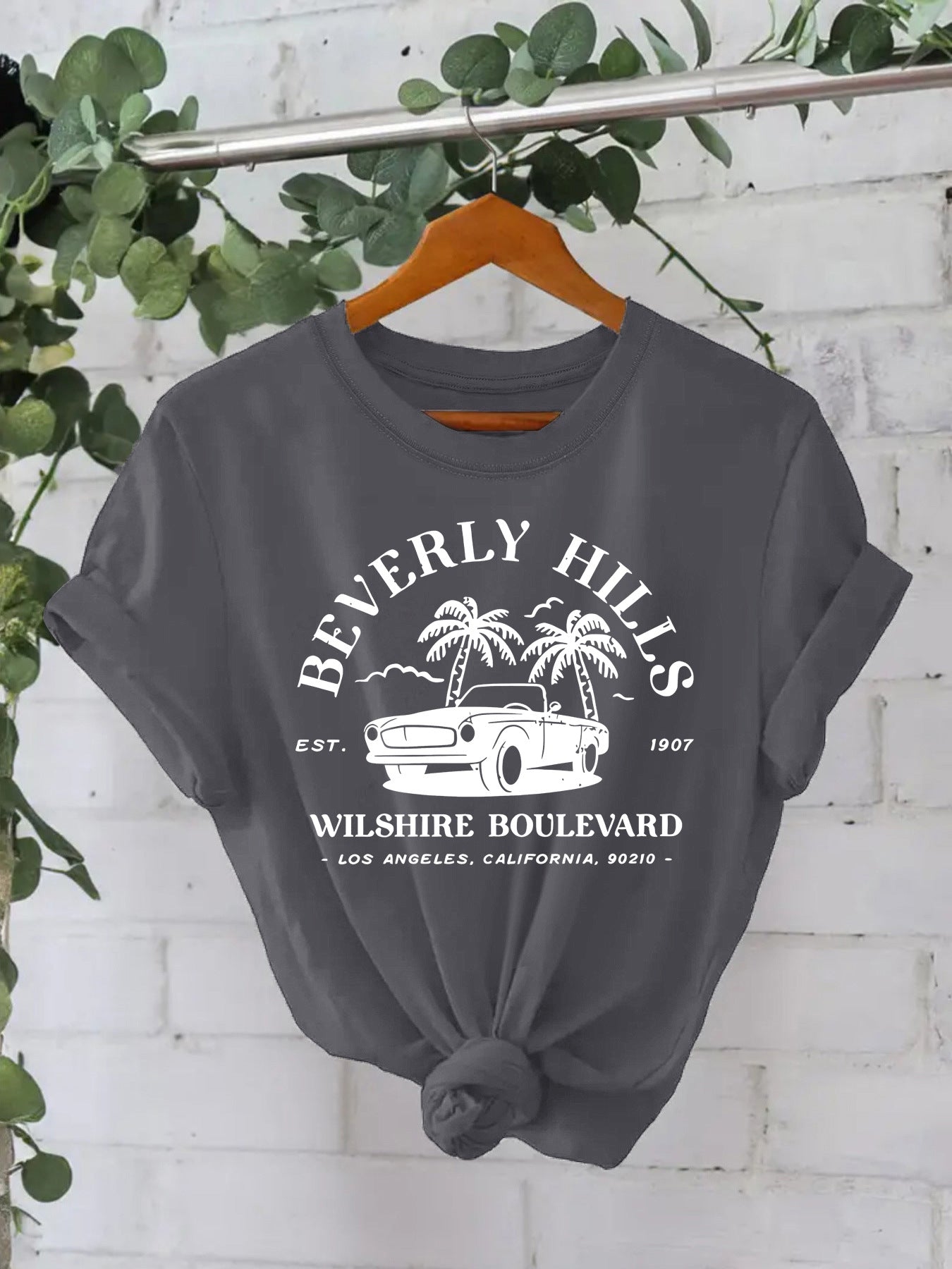 Trendy Moderne Streetwear Effen Kleur Casual Ronde Hals T-shirt met Letterprint en Korte Mouwen voor Dames/Meiden & Plus-Size