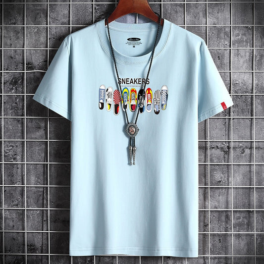 Modieuze Stijlvolle Effen Kleur Oversized Casual Vintage Korte Mouw Ronde Hals T-shirt met Grafische Print van Anime Harajuku Manga voor Heren & Jongens