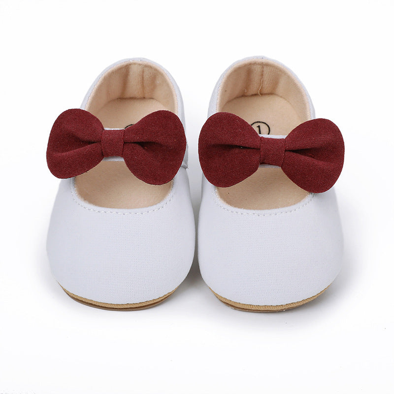 Elegante Schattige Effen Kleur Klassieke Mary Jane Ronde Neus Ballerina met Antislip en Strik voor Meisjes